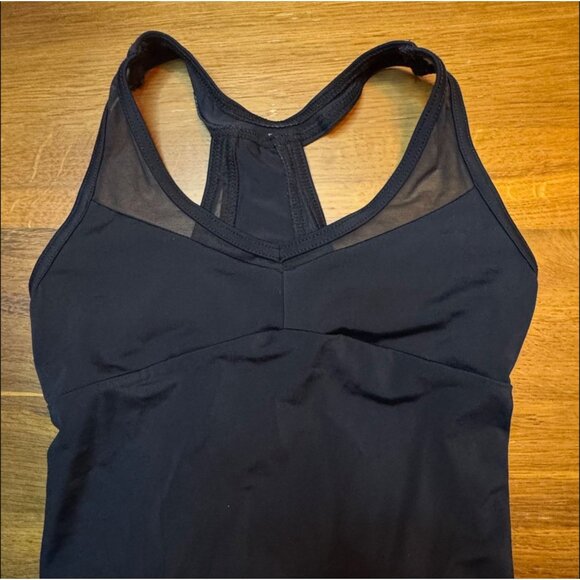 BALERA Black Racerback Dance Leotard Girls IC 7-8 Mesh Inserts Leo Dancewear - Picture 3 of 5